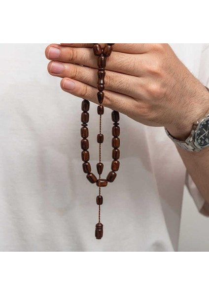 Hk Sıkma Kehribar Tesbih Fıçı Kesim Koyu Kahverengi Bordo Tonları (33 Tane Metal Püskülsüz)|gümüş Takı Hediyelik Ürünler fiyatları