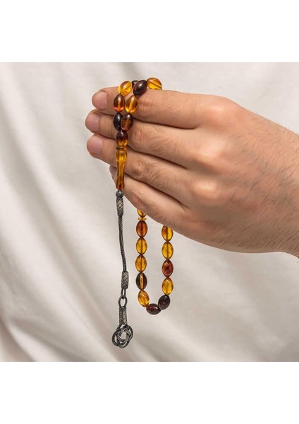 Hk Sıkma Kehribar Tesbih Gümüş Kazaz Püsküllü |gümüş Takı Hediyelik Ürünler fırsatları