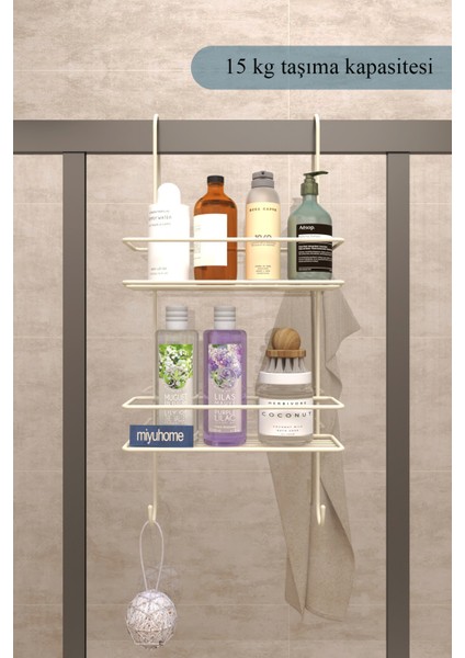Paslanmaz Duş Rafı Kancalı Asılabilir Bej 100 cm Şampuanlık fırsatları