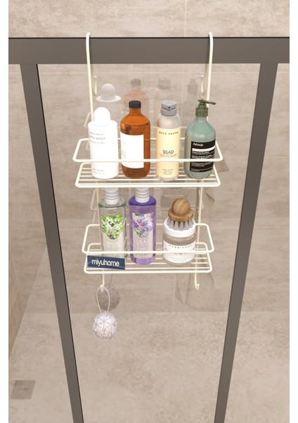 Paslanmaz Duş Rafı Kancalı Asılabilir Bej 100 cm Şampuanlık indirimleri