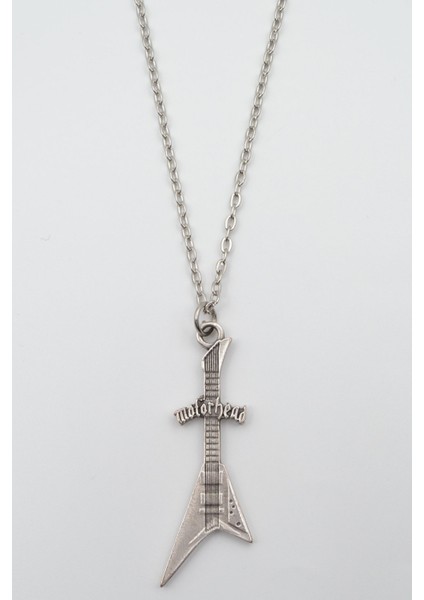 Motorhead Elektro Gitar Gümüş Kaplama Düz Zincir Kolye