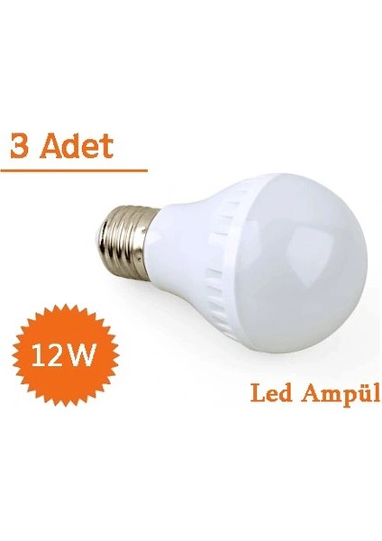 12W Enerji Tasarruflu LED Ampul ( 3 Adet )