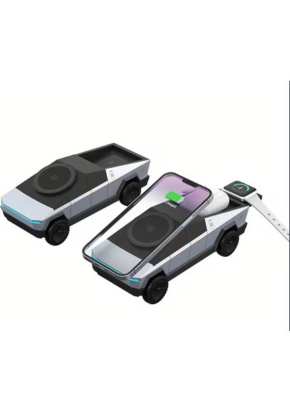 3’ü 1 Arada Hızlı Şarj Istasyonu Kablosuz Şarj Standı Cybertruck