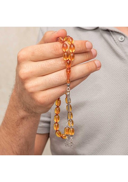 Hk Sıkma Kehribar Tesbih Gümüş Püsküllü Ateş|gümüş Takı Hediyelik Ürünler fırsatları