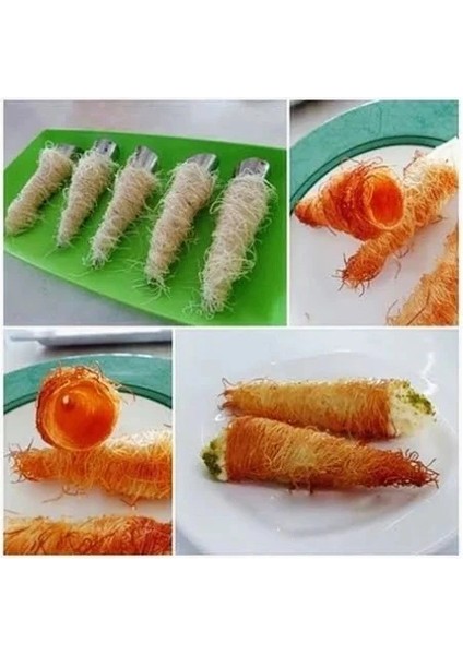 Kornet Kurabiye Şekil Verici - Paslanmaz Korneo Kalıbı 6 Lı modelleri