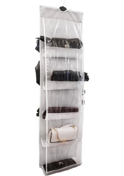 10 Bölmeli Dolap Içi Çanta Organizeri - Pembe Çizgili modelleri