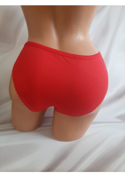 Yeni Yıla Özel Kırmızı Önü Dantelli Arkası Düz Pamuklu Penye Rahat Kullanışlı Kadın Külot fırsatları