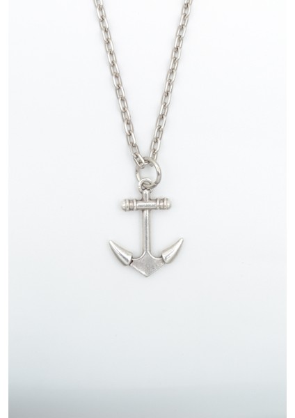 Minimal Çapa Gümüş Kaplama Düz Zincir Kolye