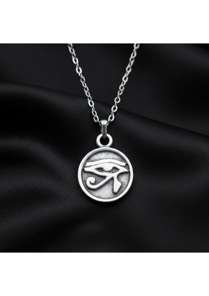 Güneş Tanrısı Ra'nın Gözü Madalyon Gümüş Kaplama Düz Zincir Kolye indirimleri