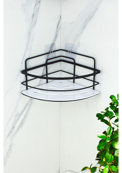 Şeffaf ve Siyah Paslanmaz Banyo Düzenleyici Köşeli Raf, Yapışkanlı ve Şık Tasarım fiyatları