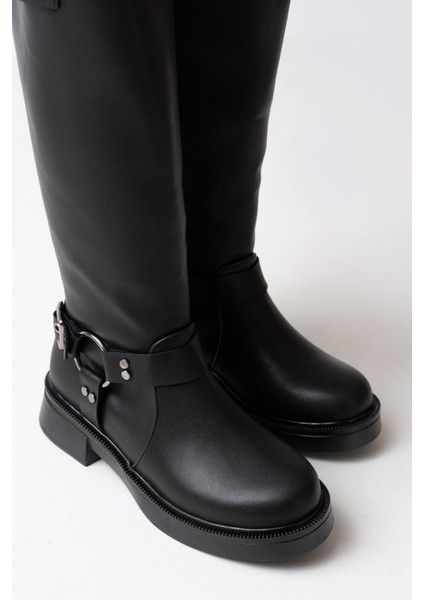 ZRİN-312 Premium Siyah Toka Aksesuarlı Fermuarlı Günlük Kadın Çizme indirimleri