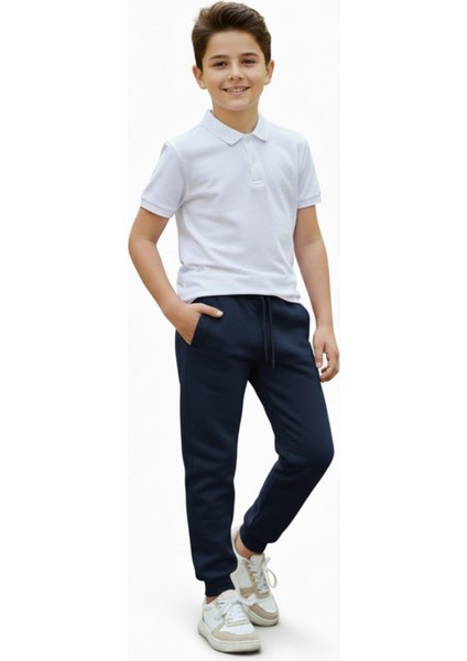 Lacivert Renk 3 Iplik Manşetli Kız Erkek Çocuk Eşofman Alt BGL-ST05046