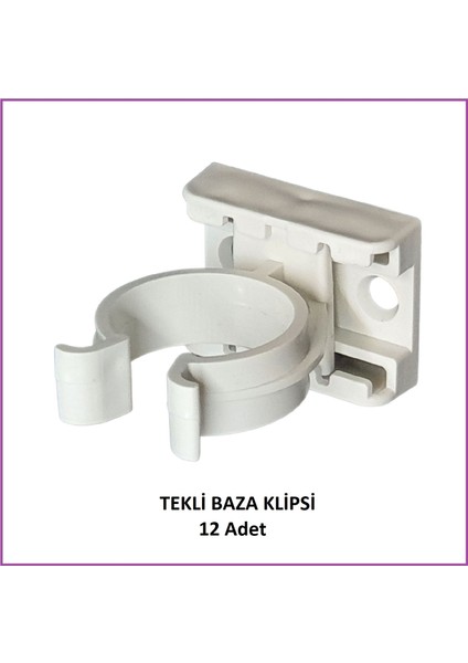 Baza Klipsi Tekli 12 Adet Beyaz