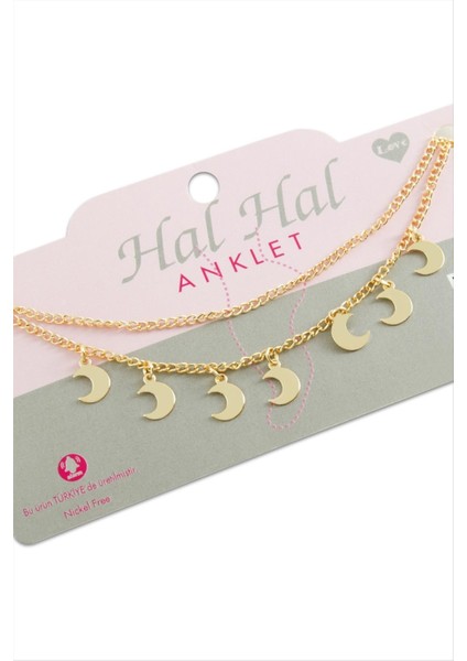 Hilal Çift Zincirli Halhal