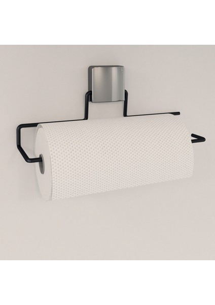 Şık Siyah Metal Rulo Havluluk, Pratik ve Dayanıklı Tasarım