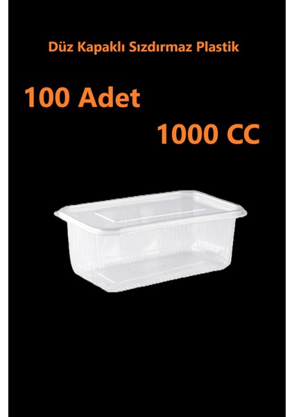 1000 cc kapasiteli, Sızdırmaz, Düz Kapaklı, Şeffaf, Plastik Kap, 100 Adet, Gıda Saklama ve Servis Kabı fiyatları