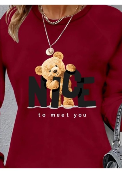 Melenza Kadın Uzun Kollu Bisiklet Yaka Ayı Desenli Viskon Iki Iplik Elbise fiyatları