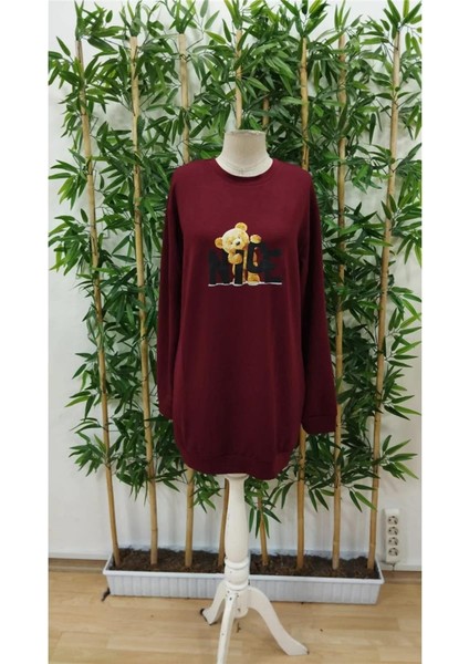 Melenza Kadın Uzun Kollu Bisiklet Yaka Ayı Desenli Viskon Iki Iplik Elbise fırsatları