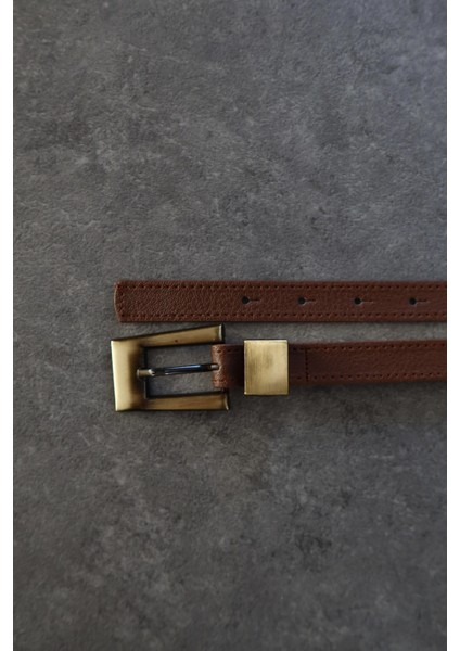 Pirinç Tokalı Kahverengi Kemer