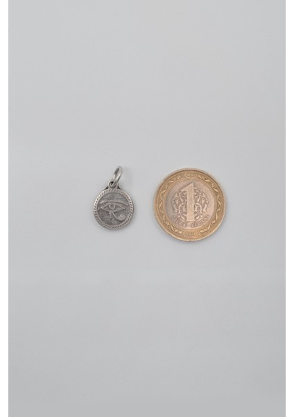 Horus'un Gözü Düz Ezme Zincir Kolye - Antik Gümüş Kaplama - Kadın Erkek - 60 cm indirimleri