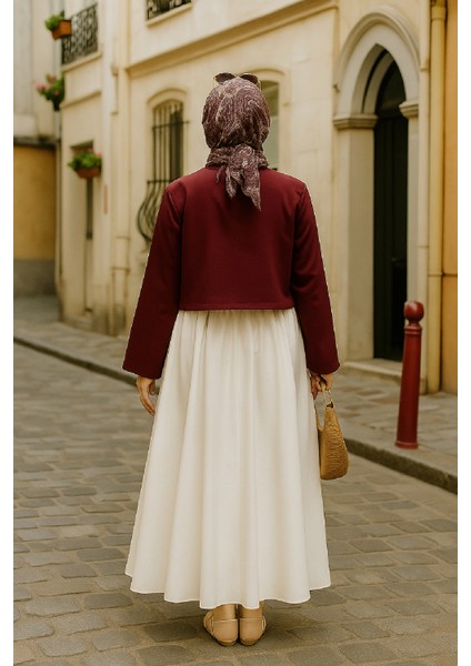 Kadın Bordo Kısa Kimono Ceket - Zarif ve Şık Kombin Parçası fiyatları