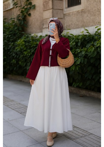 Kadın Bordo Kısa Kimono Ceket - Zarif ve Şık Kombin Parçası modelleri