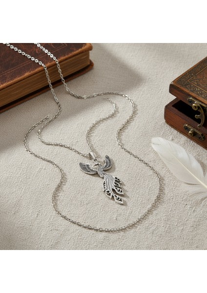 Efsanevi Zümrüdü Anka Kuşu Gümüş Kaplama Düz Zincir Kolye modelleri