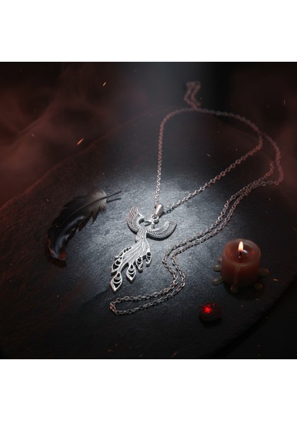 Efsanevi Zümrüdü Anka Kuşu Gümüş Kaplama Düz Zincir Kolye fırsatları