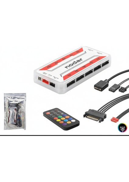 ND2806 Argb Fan ve LED Kontrolcü Hub Seti + Uzaktan Kumanda Beyaz