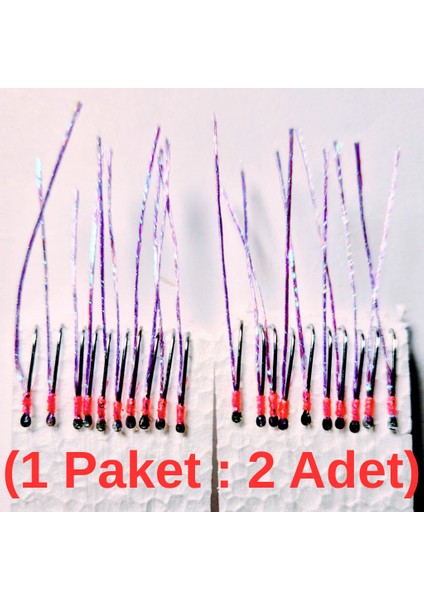Çapari İstavrit Çaparisi, 20x12 Beden, Mor Sim, 11 No Beyaz İğne, 10 İğneli Çapari 2li Paket