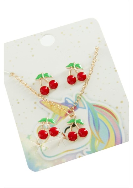 Kiraz Mineli Set Kolye