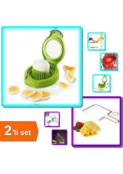 Domates Peynir Yumurta Dilimleyici + Peynir Kesme Teli - Pratik Kahvaltı Seti - 2li Set Z3T7V7