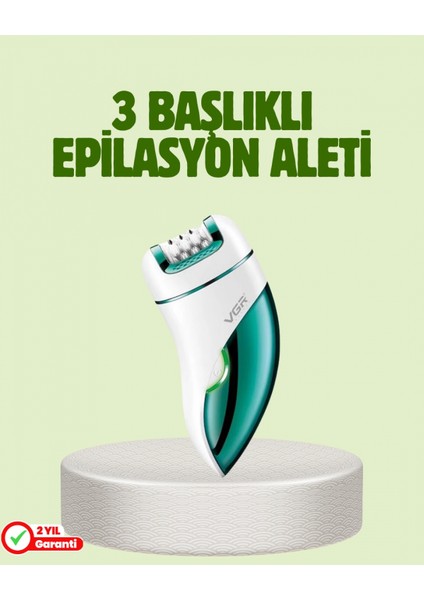 - Çok Fonksiyonlu Epilatör 600MAH 90 Dakika Kullanım LED Metal Başlık Su Geçirmez