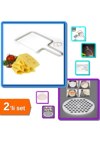 Peynir Kesme Teli Dilimleyici + 61 Bölmeli Mantı Kalıbı Pratik - 2li Set H6D9Q2