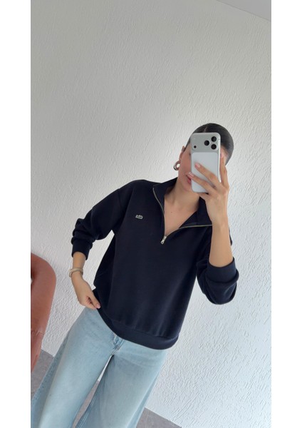 Fermuarlı Lacivert Selanik Sweat modelleri