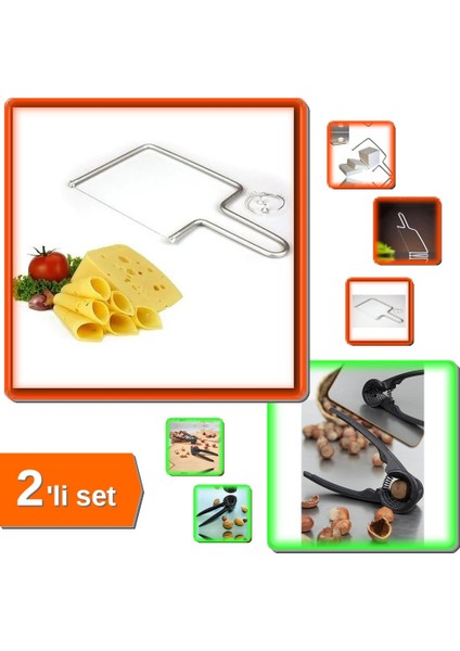 Peynir Kesme Teli + Fındık Kıracağı Döküm - Pratik Mutfak Araçları - 2li Set N3Y6L2