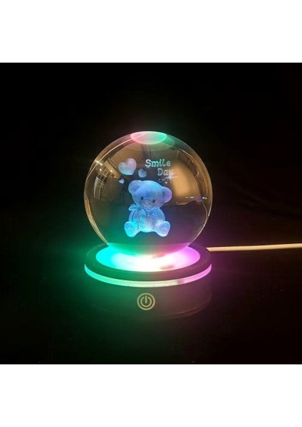 Ayıcık Tasarımlı Renk Değiştiren Dönen Cam Küre