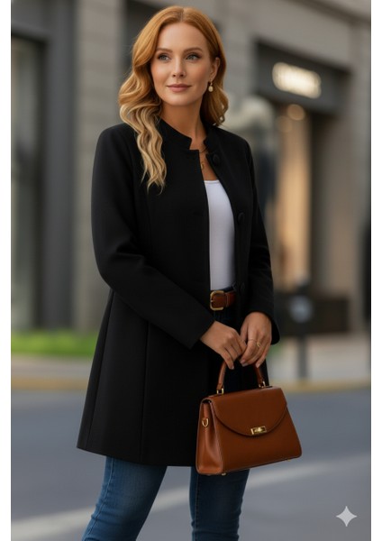 Kadın Uzun Kollu Yakalı Önü Düğmeli Ithal Kaşe Astarlı Kaban modelleri