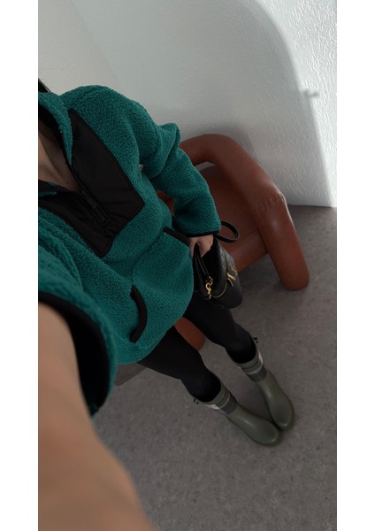 Çimen Yeşili Peluş Sweat modelleri