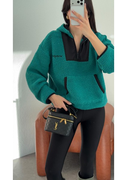 Çimen Yeşili Peluş Sweat indirimleri