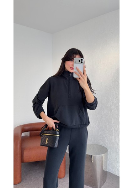 Yıkamalı Antrasit Modal Sweat