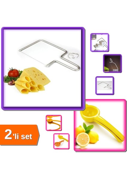 Peynir Kesme Teli + Pratik Limon Sıkacağı Limonatör Plastik - 2li Set P0C5T3