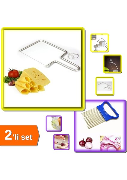 Peynir Kesme Teli + Kolay Kesim Dilimleme Aparatı - 2li Set A7N0H0