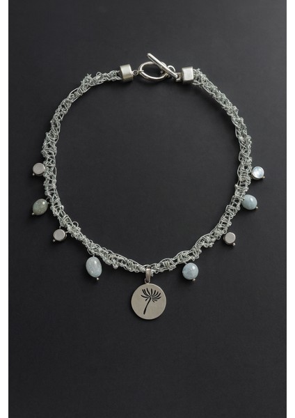 Akuamarin - Hematit Taşlı Kolye