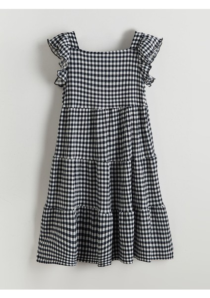Yeni Sezon Kare Yaka Ekose Kız Çocuk Elbise fiyatları