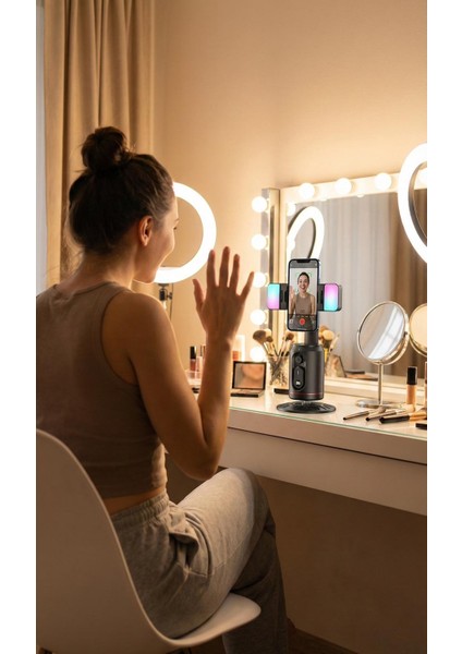 LED Işıklı 360° Dönebilen Akıllı Tripod – Otomatik Yüz Takibi ile Video & Fotoğraf modelleri