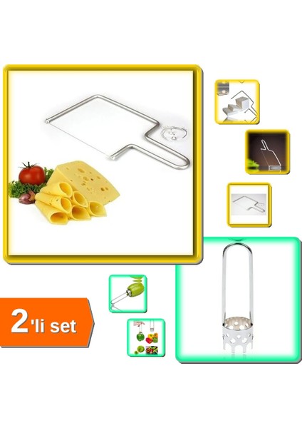 Peynir Kesme Teli + Biberoy Pratik Dolma Biber ve Kabak Oyacağı Uzun - 2li Set D7A5V1