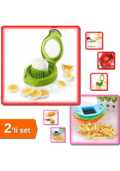 Domates Peynir Yumurta Dilimleyici + Patates Dilimleyici Pratik - 2li Set K6B3T7