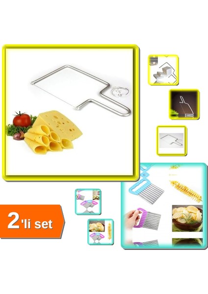 Peynir Kesme Teli + Pratik Kolay Patates Meyve ve Sebze Dilimleyici Doğrama Bıçağı - 2li Set R7E4K3