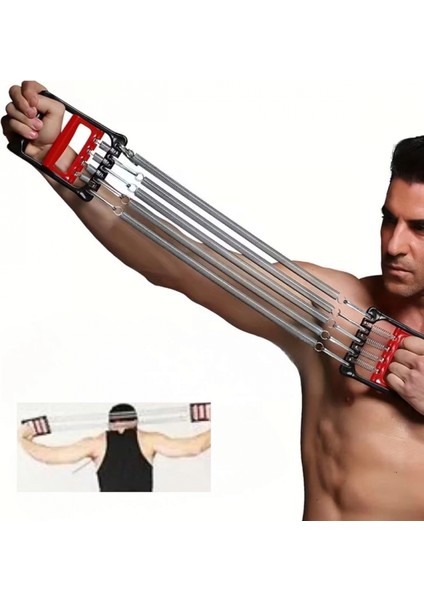 Göğüs Genişletme ve Kuvvet Egzersiz Aleti – 5 Yaylı 5 Kademeli Ayarlanabilir Fitness ve Kuvvet Antrenmanı Ekipmanı modelleri